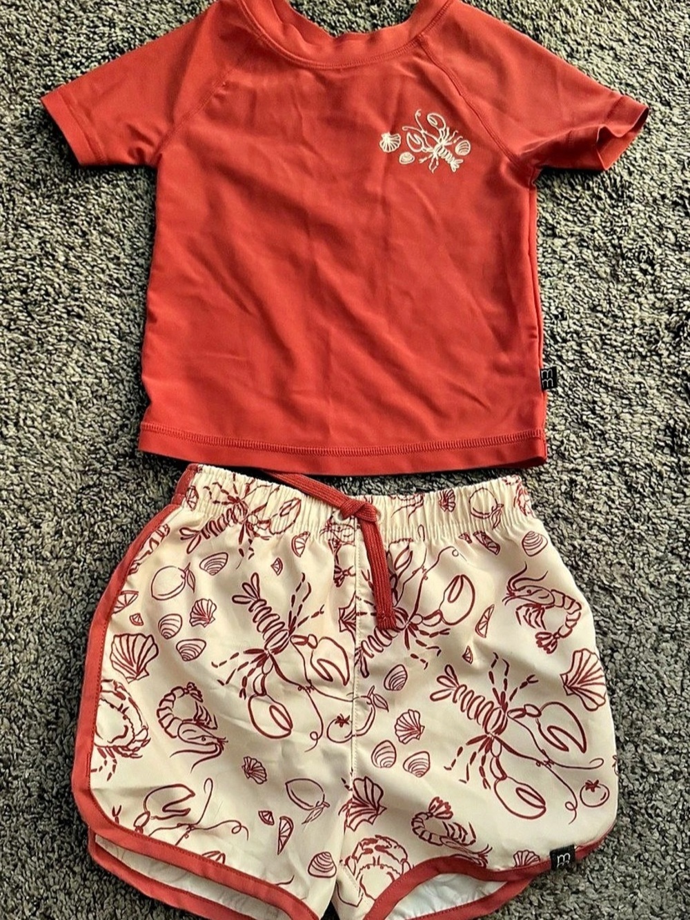 modern moments by gerber crawfish Rashguard & Swim Trunks Set Swim Set Red. Neve
